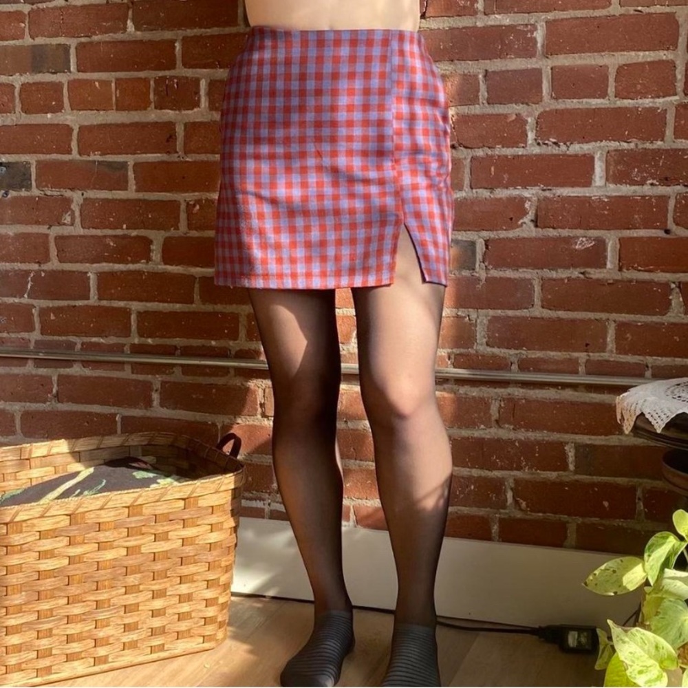 Urban Outfitters Checkered Mini Skirt in Red and Blue